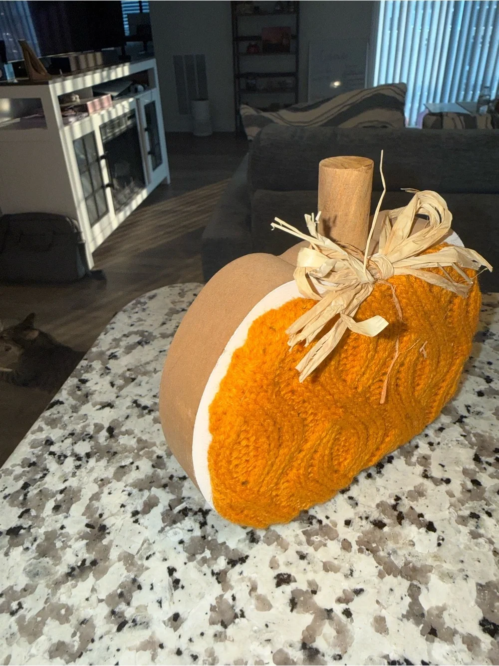 Handcrafted Orange Knit Pumpkin Home Accent